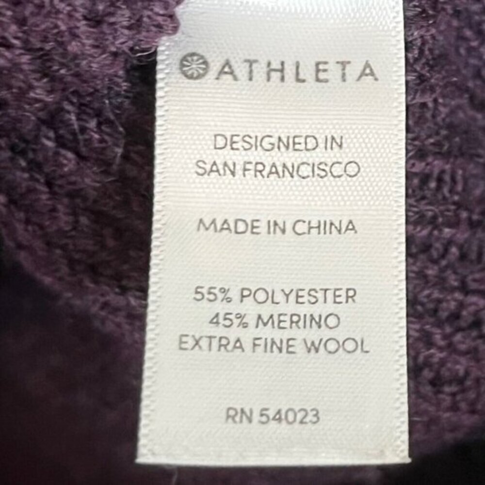 Athleta Switchback Pullover Sweater Women's XS Auberge Heather Merino Ribbed - Picture 10 of 11